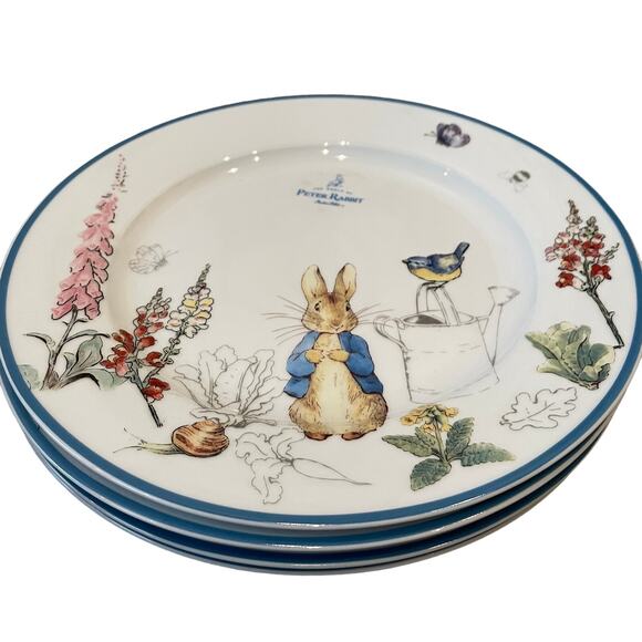 World of Beatrix Potter & Peter Rabbit Porcelain 10.75in Dinner Plates Set 4 NEW - Picture 8 of 9